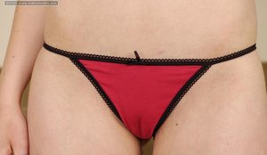 Big tits granny Luna is undressing her white panties in close up